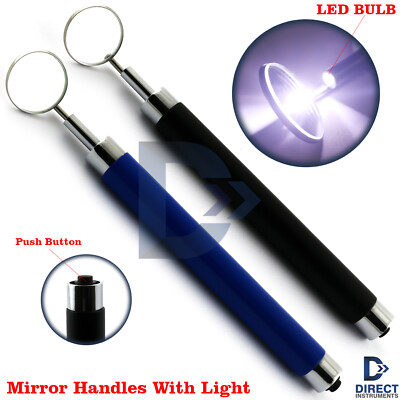 Dental Mirror Handle With Light LED Mouth Examination Replaceable Mirror #5