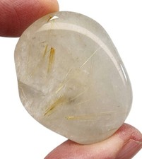 Rutilated Quartz Crystal Polished Smooth Stone Brazil 17.9 grams