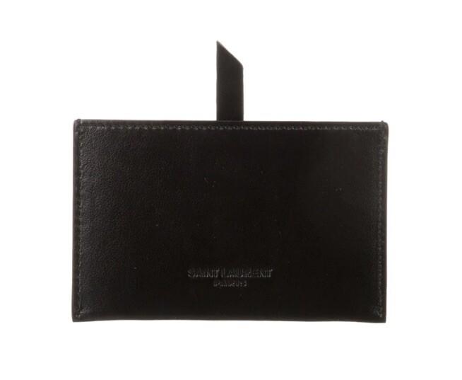 ★Saint Laurent★ Mini Monogram Card Holder Black Silver 607 Saint Laurent Black Leather Compact Card Holder Mirror in