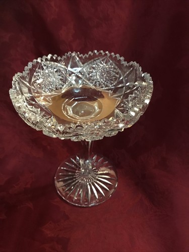 ABP AMERICAN BRILLIANT PERIOD CUT CRYSTAL TAZZA COMPOTE - Picture 6 of 7