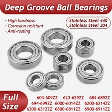 Stainless Steel 440/304 Deep Groove Ball Bearings 603ZZ - 6911ZZ Bore 3-70mm