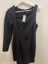 RIVER ISLAND Black Asymmetrical Dress Size 14 NEW! Warm Office Dress