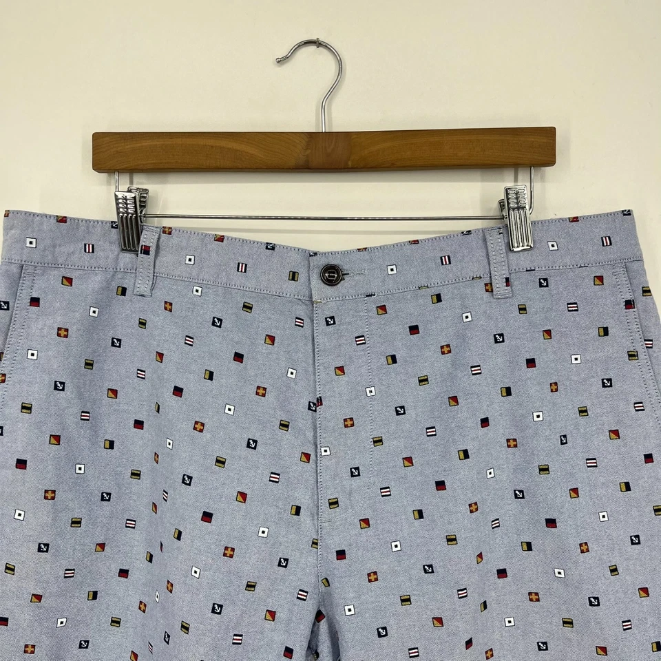 Pantalones Cortos Chinos Dockers Para Hombre Talla 38 Azul Frente Plano Bandera Estampado Completo 9" Foto 2 de 4