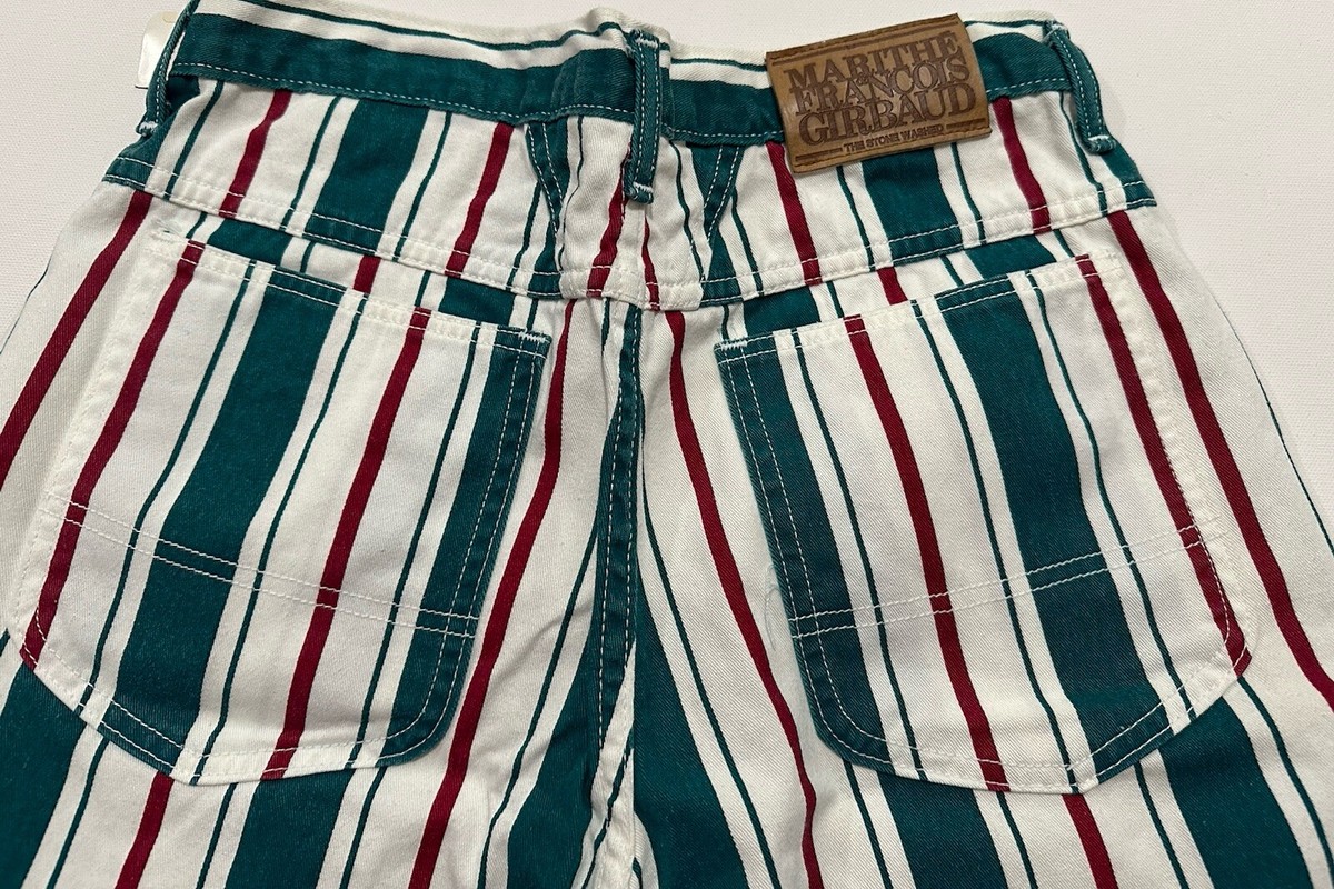 Vintage 90s Marithe Francois Girbaud Turquoise Red White Stripe