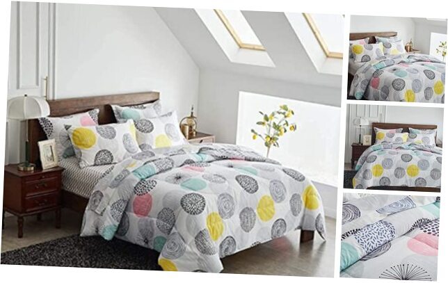 Bed in a Bag 7 Pieces Queen Size - Style - Soft Queen-7 Pieces Colorful Dots