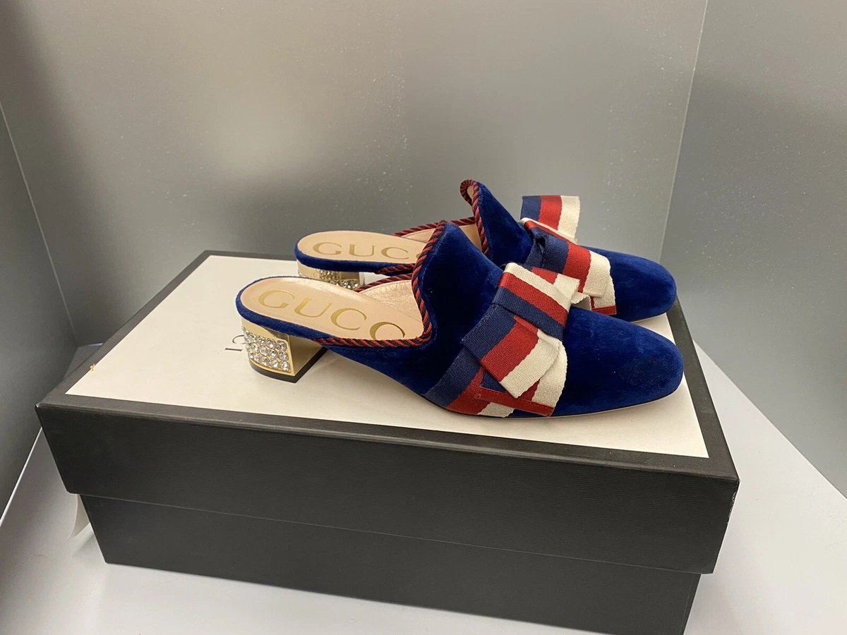 Blue velvet gucci shoes store