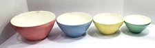 4 Vintage Nesting Mixing Serving Bowls Pastel Colors Brocante Farmhouse Decor