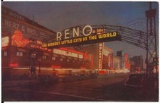Reno Arch at Night in Reno NV Postcard