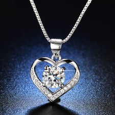 Cubic Zirconia Love Heart Necklace for Women, CZ  Heart Pendant Necklace