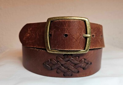 Abercrombie & Fitch Leather Brown Braided Boho Belt Size 36  display picture 1