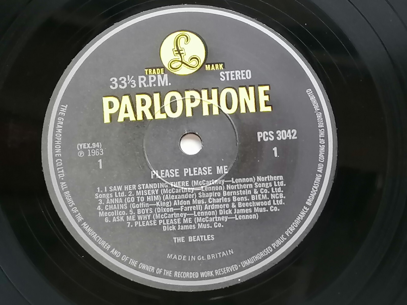 THE BEATLES  1963  PLEASE PLEASE ME U.K. STEREO  LP  1969 PRESSING  G &  L SL