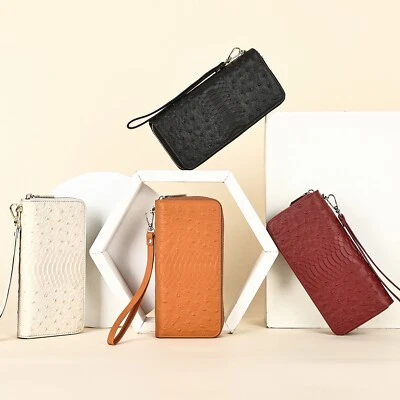 YUBRO-STUDIO Damen Geldbörse Echtleder Langbörse Reißverschluss Clutch Kartenetui