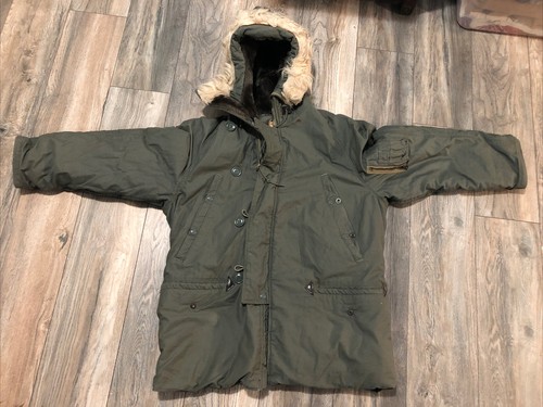 Vintage Army/Air Force Extreme Cold Weather Parka Fur Hooded Jacket N-3B Men’s M - Picture 1 of 12