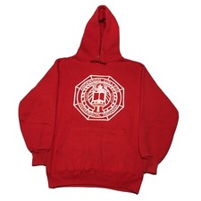 Vintage 80s College Pullover Hoodie Mens Medium Red Hipster Indiana USA Made 90s