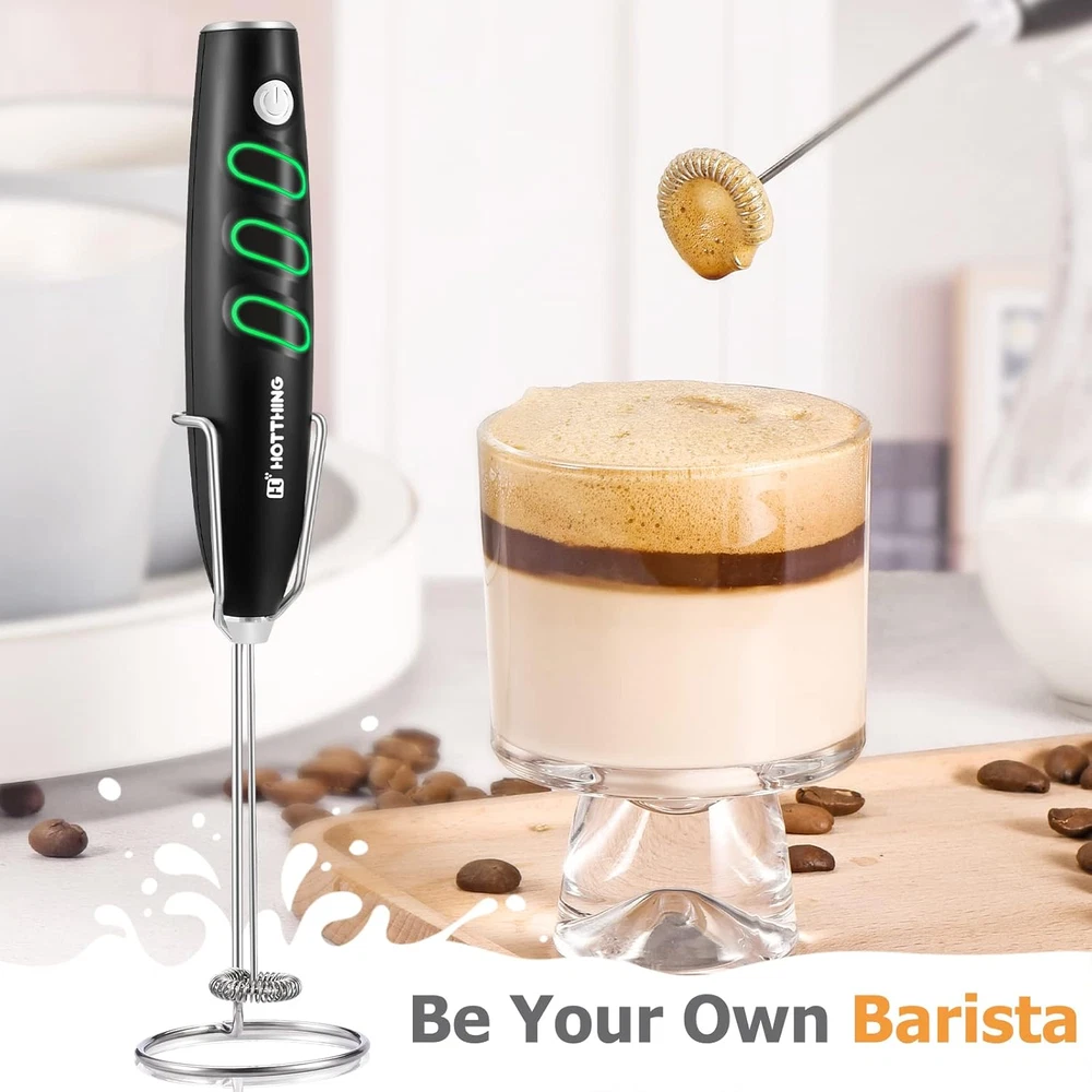 Milk Frother for Coffee, Hand Mixer, Handheld Electric Whisk, Battery Operated D