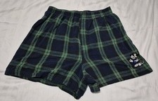 Vintage Disney Mickey Unlimited Jerry Leigh Plaid Green Blue Embroided Shorts