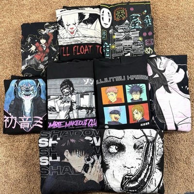 Graphic Hoodie + Crewnecks Lot of 9 - Anime Streetwear Alternative XS-L - AS-IS