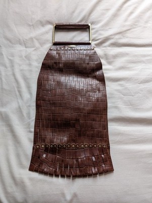 Vintage Claudio Ferrici Clutch exotisches Leder Alligatorfellmuster