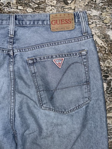 Vintage Guess Jeans Y2K Mens Premium Jeans Baggy Wide Leg Medium Wash Fade 36x32 - Picture 2 of 9