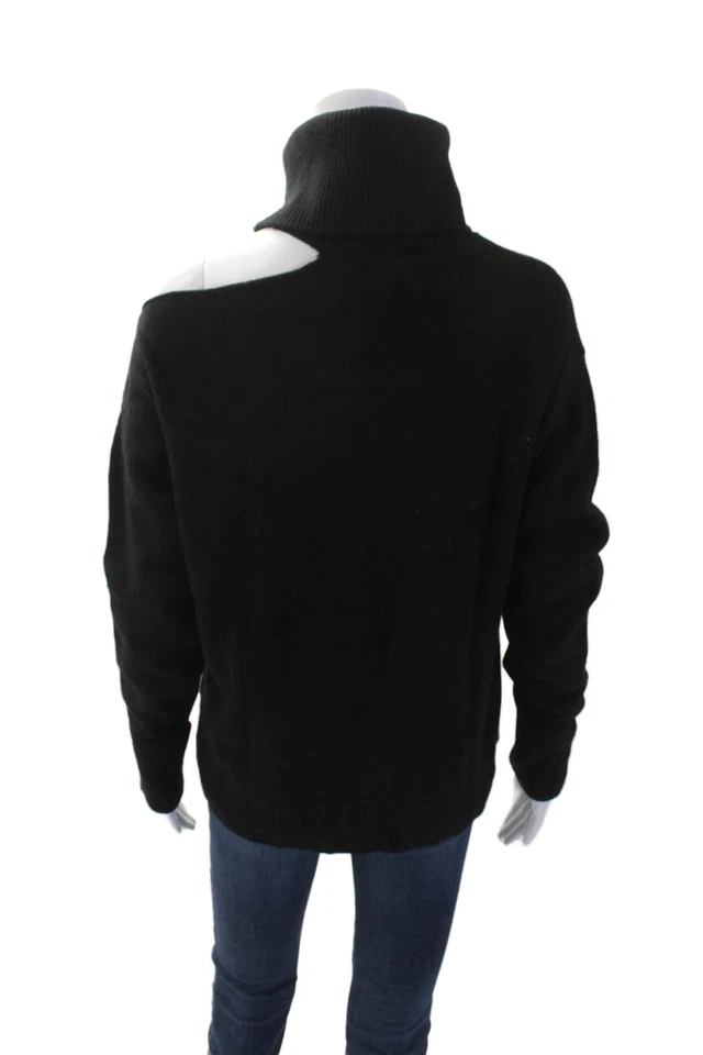 Suéter Paige Mujer Manga Larga Cuello Alto Distress Tejido Negro Talla XS Foto 3 de 4