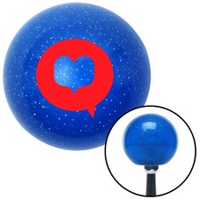 Red Heart In Quote Bubble Blue Metal Flake Shift Knob W M16x1.5 Insert Shifter