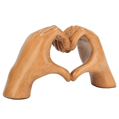 Gold Heart Hands Sculpture Resin Home Decor Modern Love Finger Statue Accent