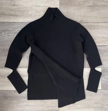 Stella McCartney Black Ribbed Knit Wool Cut Out Sleeves Open Sides Sweater 36”