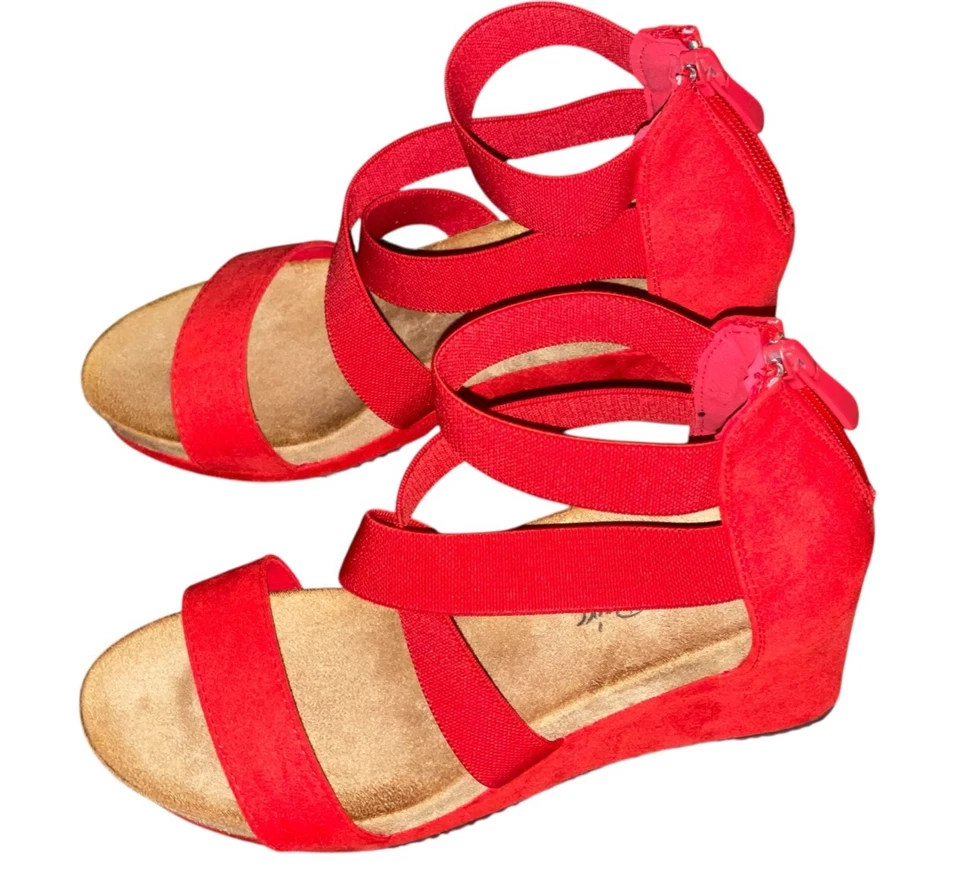 Sandalias de cuña de plataforma DREAM PAIRS para mujer (talla 5) punta abierta, correa elástica para el tobillo Foto 4 de 4