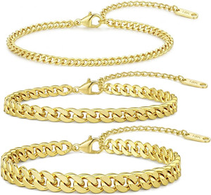 Authentic 3PCS Ankle Bracelets for Women 14K Gold Plated Anklets for Women