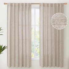 Linen Curtains 63 Inch Length 2 Panels, Light 52"W x 63"L Pack of 2 Natural