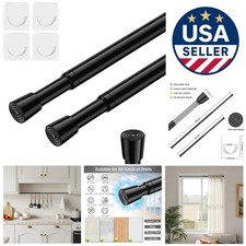 Easy Install Adjustable Tension Rods for Window - 2 Pack 26 to 39 Inch Black