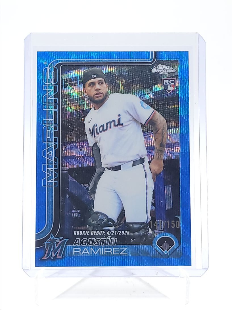 AGUSTIN RAMIREZ 2025 TOPPS CHROME UPDATE ROOKIE DEBUT BLUE WAVE RC /150 Q3967