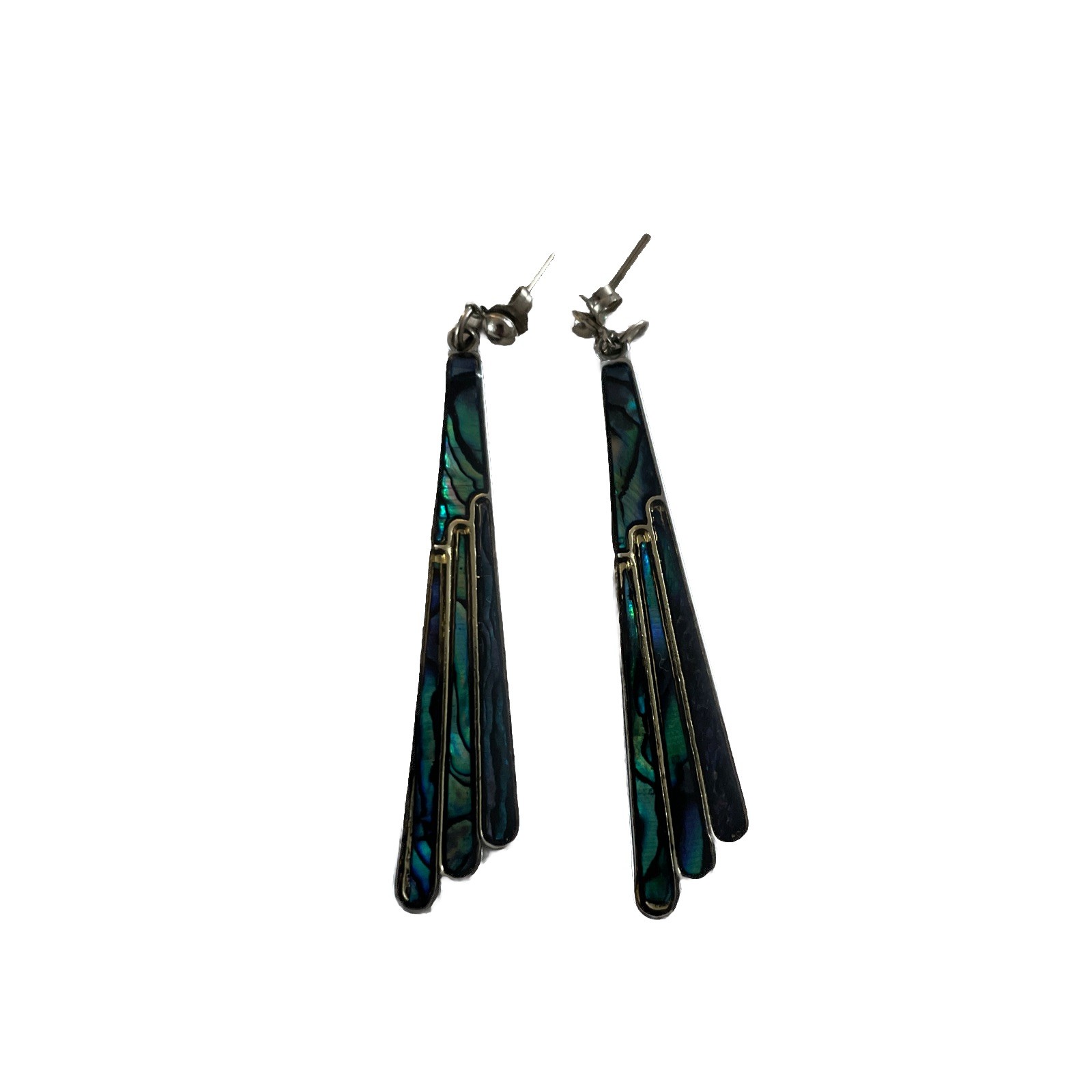 Gorgeous Abalone shell dangle earrings triangle s… - image 3