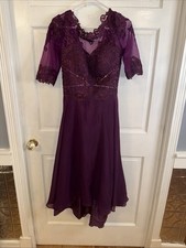 purple lace and chiffon formal or cocktail dress with a high-low hem Medium