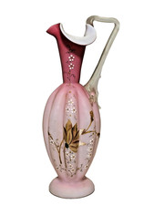 C19 Satin Cased Glass Vase / Jug Thorn Handle — Stevens & Williams—Thomas Webb