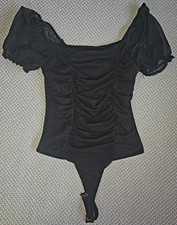 Black bodysuit with puff sleeves size small