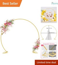 8FT Gold Wedding Arch Backdrop Stand Metal Circle Balloon Arch for Party