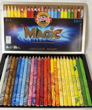 Koh-I-Noor Magic Triangular Multi-Coloured Pencil, 24 in Tin Case; SEE PHOTOS