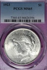 1923 PCGS MS65 PEACE SILVER DOLLAR #B52329