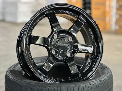 NEW 4x114.3 15x7 ET35 AOW TE37 BLACK Flow Formed (4 Wheel) HONDA TOYOTA MAZDA