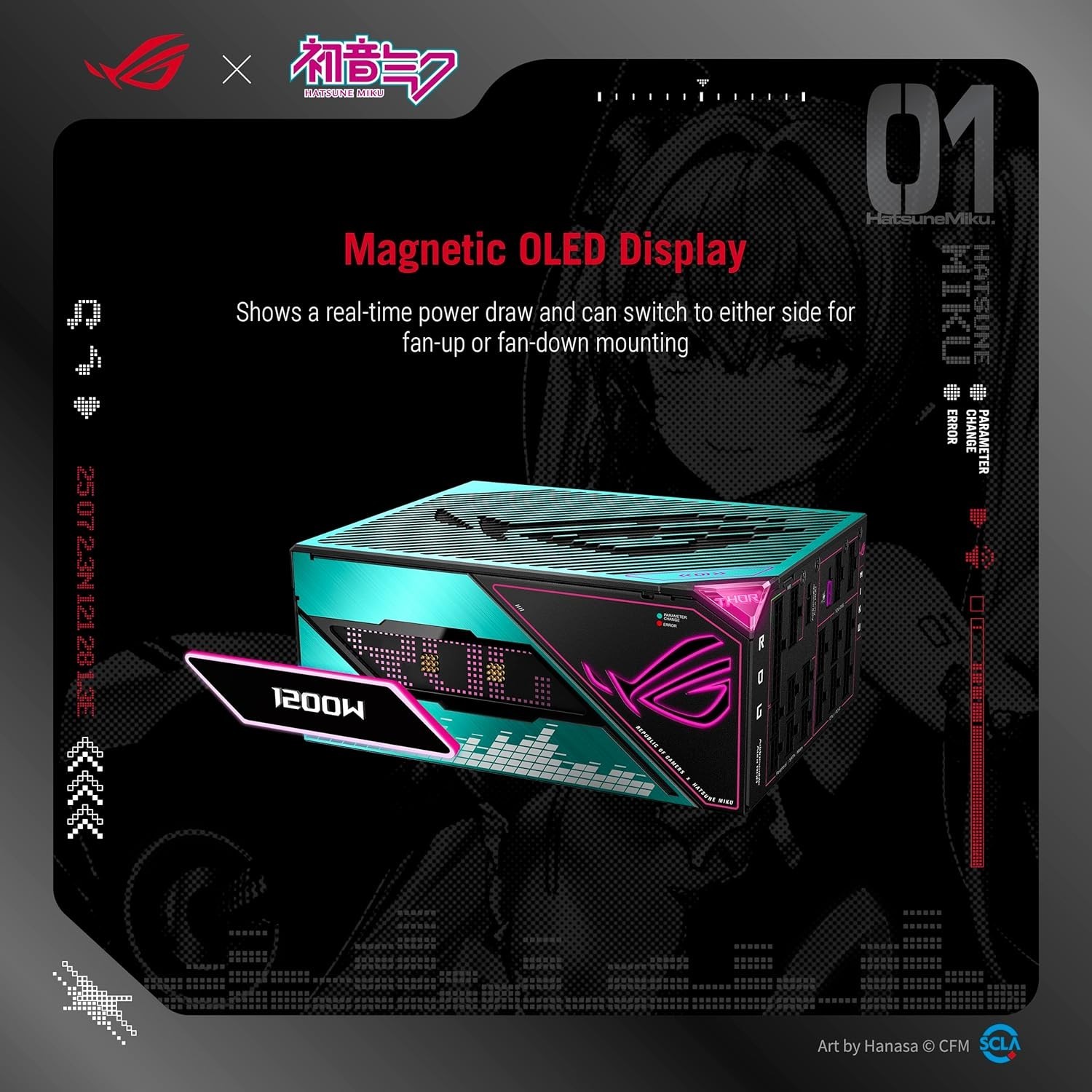 ASUS ROG Thor 1200W Hatsune Miku Edition 80 Plus Platinum ATX 3.1 Power Supply