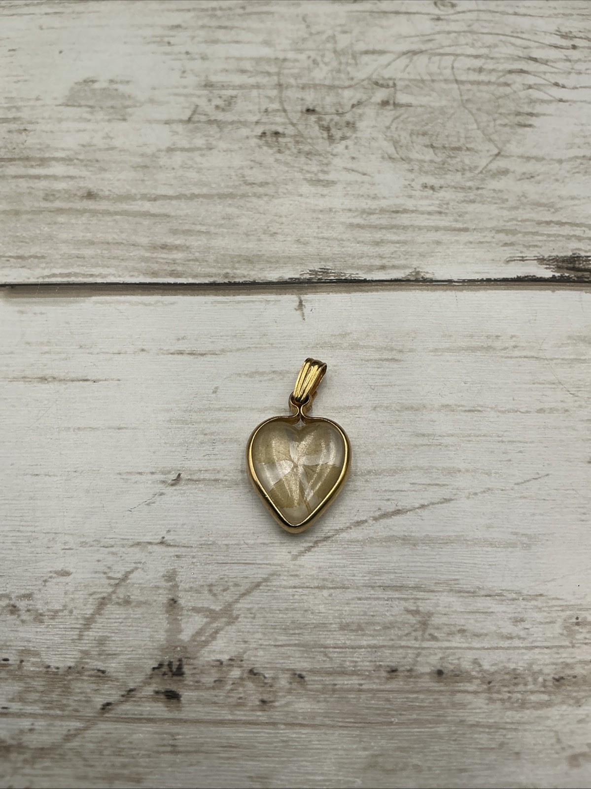 Victorian Rock Crystal Heart Pendant Locket in Gold Tone Frame