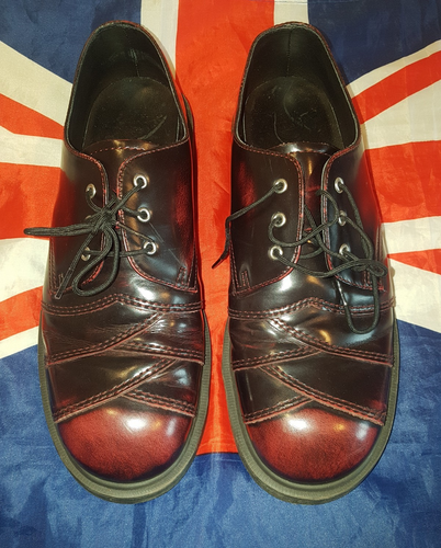 Dr Martens Stax 3-Eye Bandage Leather Oxblood Oxford Docs Shoes (UK 8)