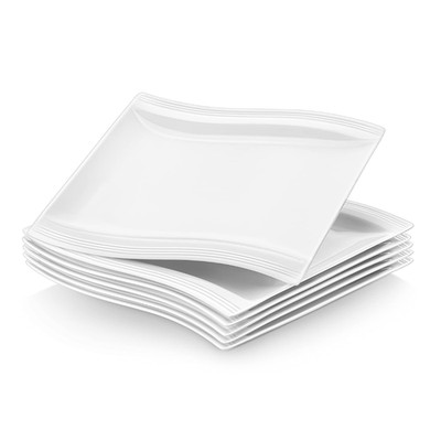 MALACASA FLORA Dessertteller 21 cm Quadratisch Porzellan Weiß Spülmasch