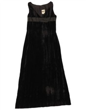 Vintage Womens Velvet Sleeveless Maxi Dress EU 36 Small Black CZ27