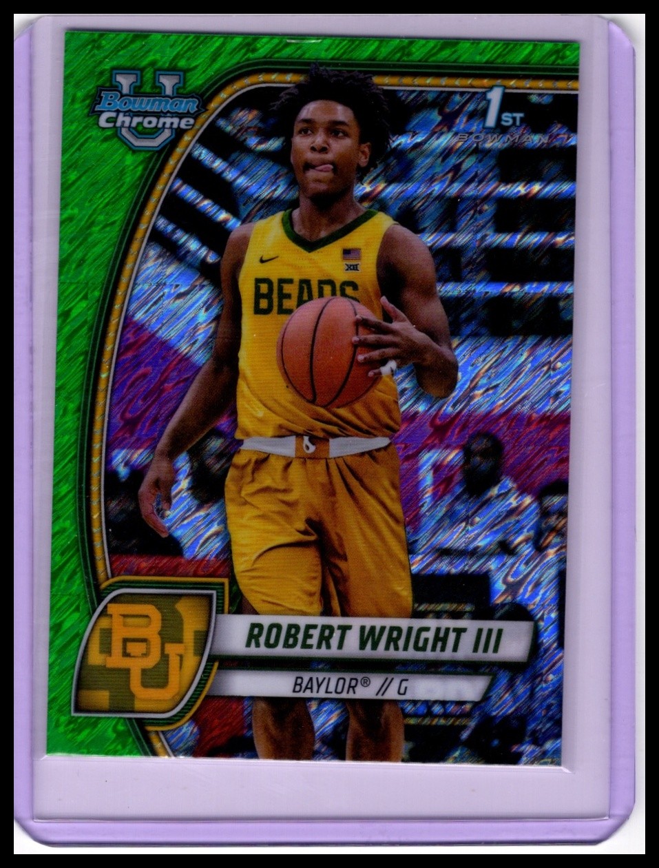 2024-25 Bowman University Chrome #15 Robert Wright III Green Shimmer Refractor