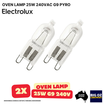 2-Pack 25W 240V G9 Pyro Halogen Bulb (300°C) for Electrolux EVEP606SC Oven