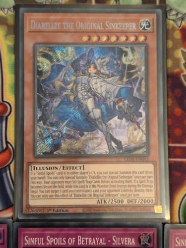 Diabellze The Original Sinkeeper - LEDE-DE012 Secret & 3 x Spoils Silvera Yugioh - Bild 2 von 3
