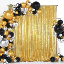4x7 FT Gold Sequin Backdrop Curtain Glitter Photo Booth for Party Wedding