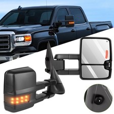 Pair For 99-02 Silverado Sierra Power Led Signal Tow Side View Mirrors